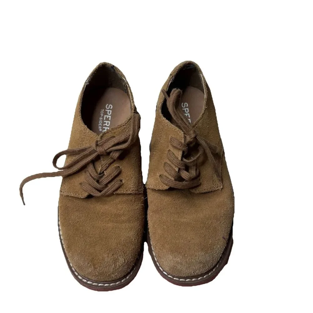 Sperry Caspian III Oxford Leather Upper Brown Shoes Lace Up Little Kids 1M